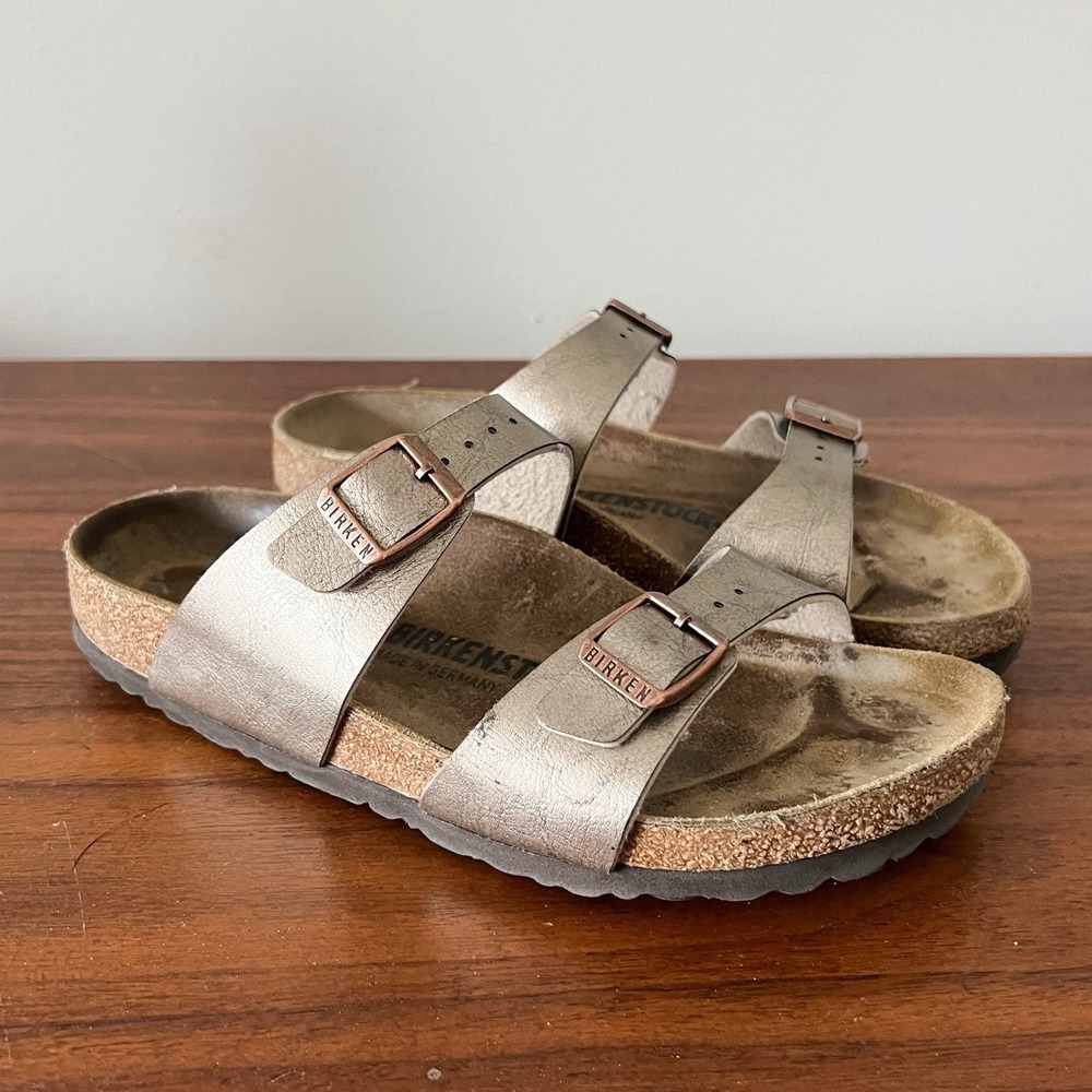 Birkenstock Sydney Birko-Flor Graceful Taupe Brown Two Strap Sandals Size 38 EU